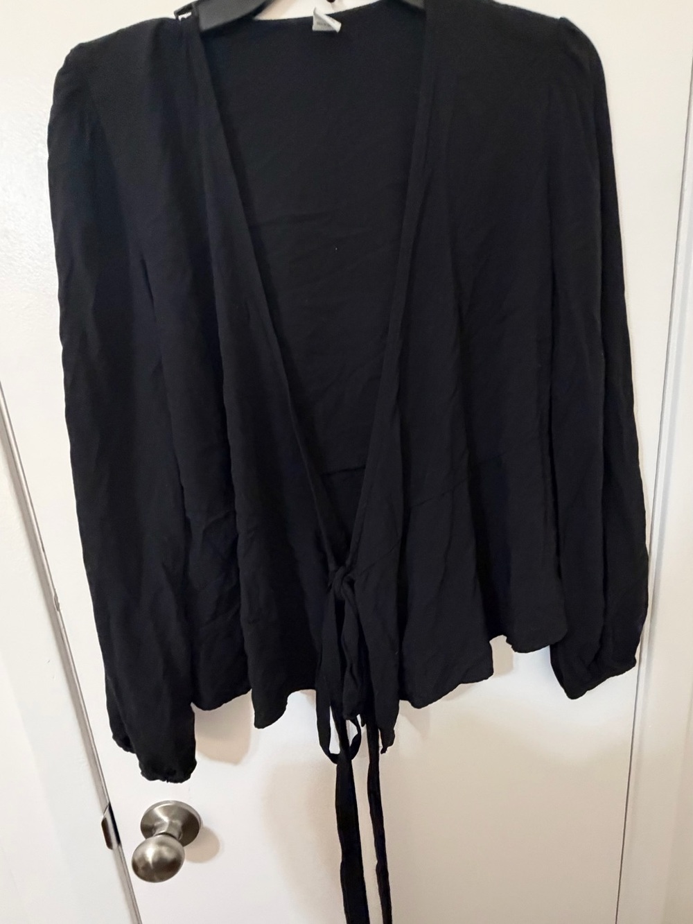 Old Navy Black Tie-Front Tunic Top